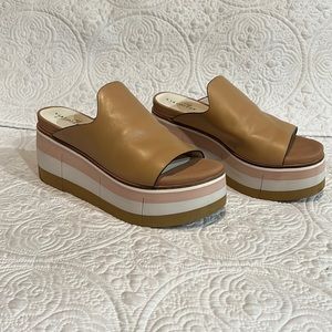 Naked Feet Flow in ecru platform sandals, size 8.5